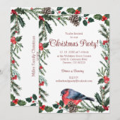 Invitation Fête de Noël des oiseaux rouges d'hiver (Devant / Derrière)