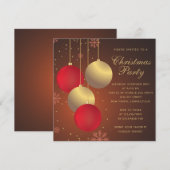 Invitation Fête de Noël des Ornements rouges et or (Devant / Derrière)