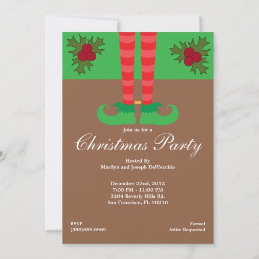 Invitation Fête de Noël des Pieds-Elf (Devant)