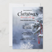 Invitation Fête de Noël des pins couverts de neige (Devant)