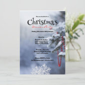 Invitation Fête de Noël des pins couverts de neige (Debout devant)