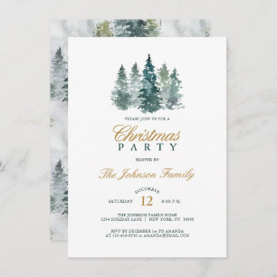 Invitation Fête de Noël des Pins d'épinette rustique