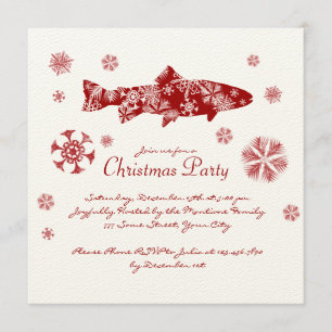 Invitation Fête de Noël des poissons rouges et blancs