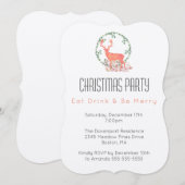 Invitation Fête de Noël des Renne Manger Boire et Joyeux (Devant / Derrière)