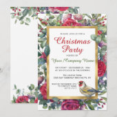 Invitation Fête de Noël des Roses d'hiver Floral Wreath (Devant / Derrière)