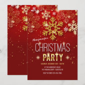 Invitation Fête de Noël des Snowflakes Gold (Devant / Derrière)