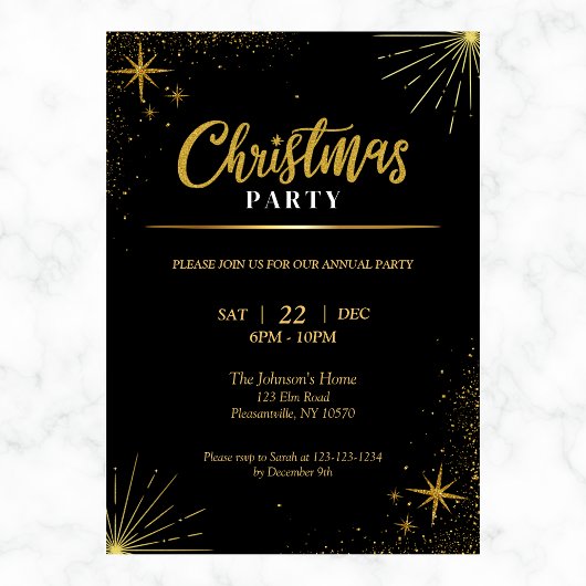 Invitation Fête de Noël des stars de l'or moderne