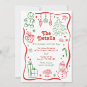 Invitation Fête de Noël dessinée à la main de manière fantais (Dos)
