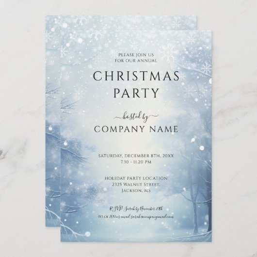 Invitation Fête de Noël d'hiver (Devant / Derrière)