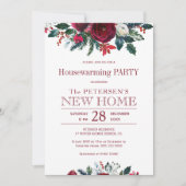 Invitation Fête de Noël d'hiver à fleurs rustiques (Devant)