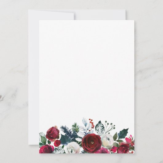 Invitation Fête de Noël d'hiver à fleurs rustiques (Dos)