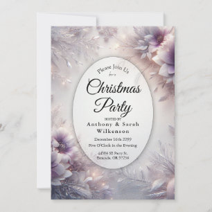 Invitation Fête de Noël d'hiver Améthyste Douce et Argentée