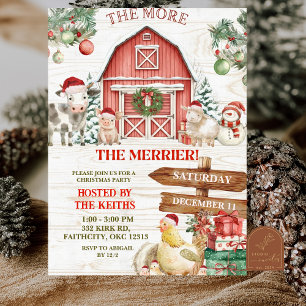 Invitation Fête de Noël d'hiver avec des animaux de ferme