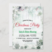 Invitation Fête de Noël d'hiver blanc vert chic (Devant)