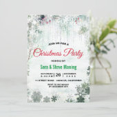 Invitation Fête de Noël d'hiver blanc vert chic (Debout devant)