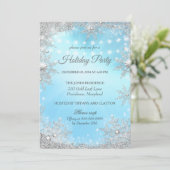 Invitation Fête de Noël d'hiver Bleu Argent (Debout devant)