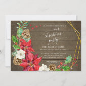 Invitation Fête de Noël d'hiver Croissant Floral Wreath Wood (Devant)