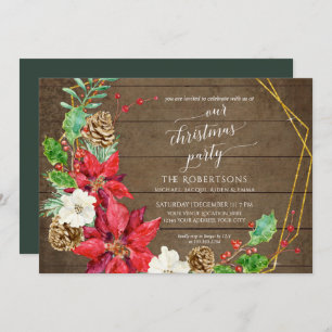 Invitation Fête de Noël d'hiver Croissant Floral Wreath Wood