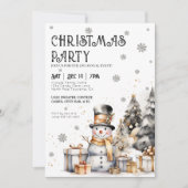 Invitation Fête de Noël d'hiver festive noir blanc (Devant)