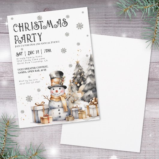 Invitation Fête de Noël d'hiver festive noir blanc