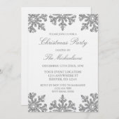 Invitation Fête de Noël d'hiver Flocon de Neige Argenté (Devant / Derrière)