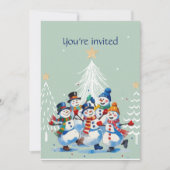 Invitation Fête de Noël d'hiver Joyeux Danseurs Snowmen (Devant)