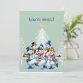 Invitation Fête de Noël d'hiver Joyeux Danseurs Snowmen (Debout devant)