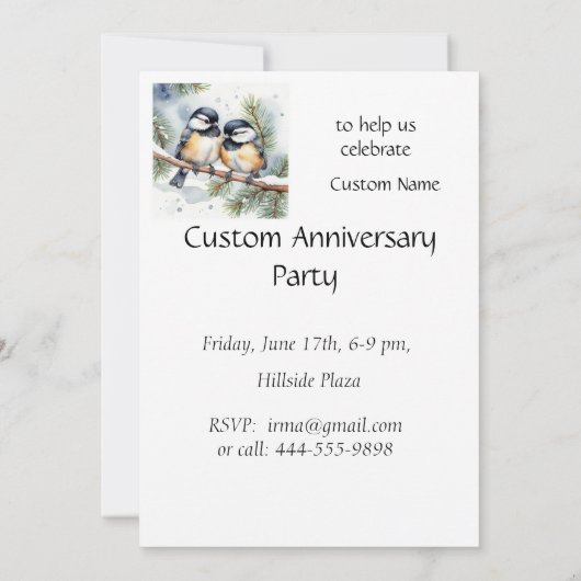 Invitation Fête de Noël d'hiver Oiseaux de poulet (Dos)