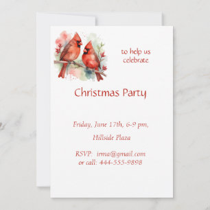 Invitation Fête de Noël d'hiver Red Cardinal Bird Nature