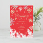 Invitation Fête de Noël d'hiver rouge de pin à neige moderne (Debout devant)