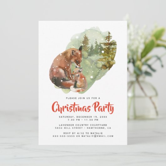 Invitation Fête de Noël d'hiver rustique (Debout devant)