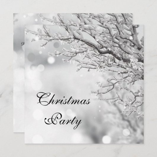 Invitation Fête de Noël d'hiver Silver Sparkle (Devant / Derrière)