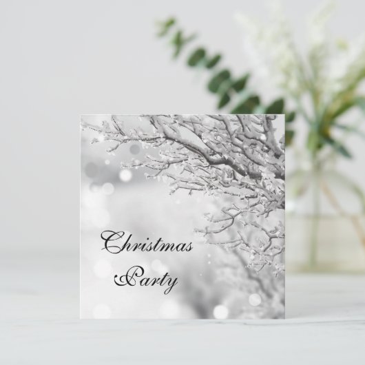 Invitation Fête de Noël d'hiver Silver Sparkle (Debout devant)