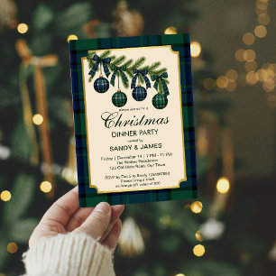 Invitation fête de Noël dinatoire baies à nœud papillon carre