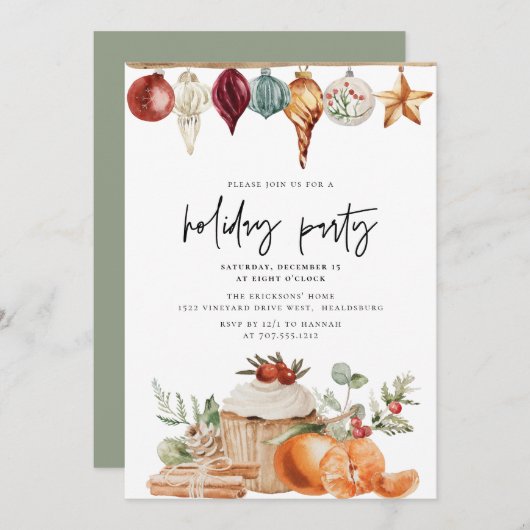 Invitation Fête de Noël Dîner Moderne Simple (Devant / Derrière)