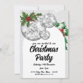 Invitation Fête de Noël disco à boule (Devant)