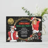 Invitation Fête de Noël DJ disco danse sale père Noël or (Debout devant)