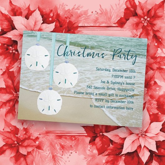 Invitation Fête de Noël Dollars de Sable Thème de Plage