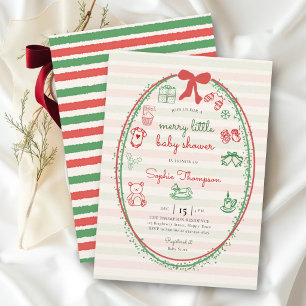 Invitation Fête de Noël Doodle Joyeuse Petite Baby Shower