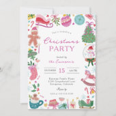 Invitation Fête de Noël Doodles Fantaisistes (Devant)