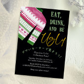 Invitation Fête de Noël doux Noir Rouge Vert Knit