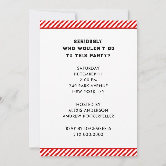 Invitation Fête de Noël drôle (Dos)