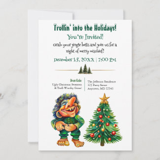 Invitation Fête de Noël drôle de Troll