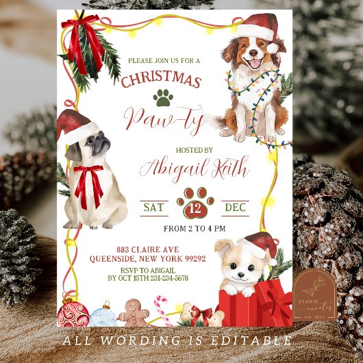 Invitation Fête de Noël drôle et originale pour chiens