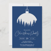 Invitation Fête de Noël du bal de décoration bleu et blanc (Devant)