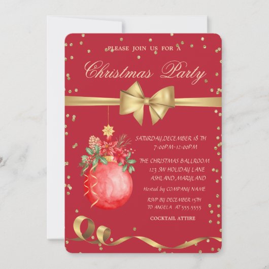 Invitation Fête de Noël du bal de Noël (Devant)