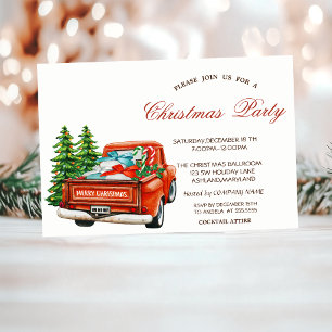 Invitation Fête de Noël du camion rouge et du pin