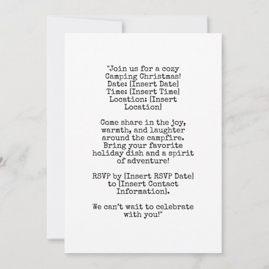Invitation Fête de Noël du camping (Dos)