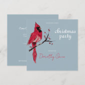 Invitation Fête de Noël du Cardinal à l'aquarelle (Devant / Derrière)