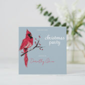 Invitation Fête de Noël du Cardinal à l'aquarelle (Debout devant)